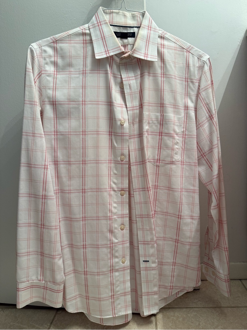 Banana Republic Men's White & Pink Plaid Button-Down Shirt